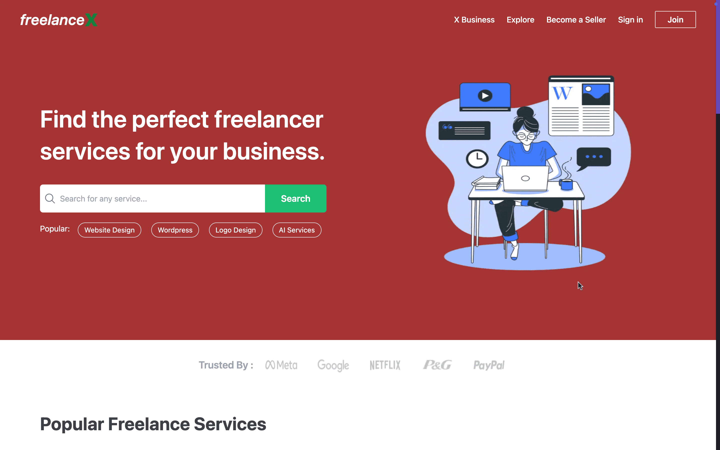freelanceX project preview